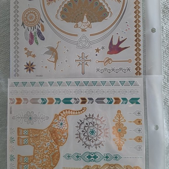 3 sheets Golden Silver Temporary Tattoo - Picture 5 of 15